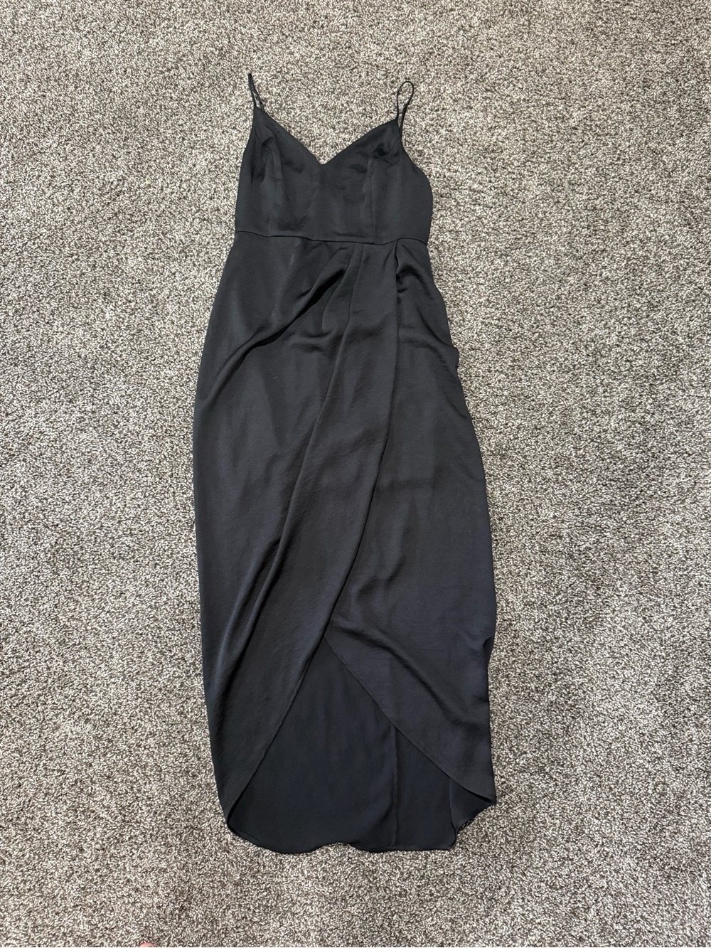 Express Black Midi Slip Dress with Surplice Skirt